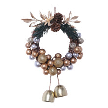 Hanging Wreath With Bells Pinecones Decorative Durable-1