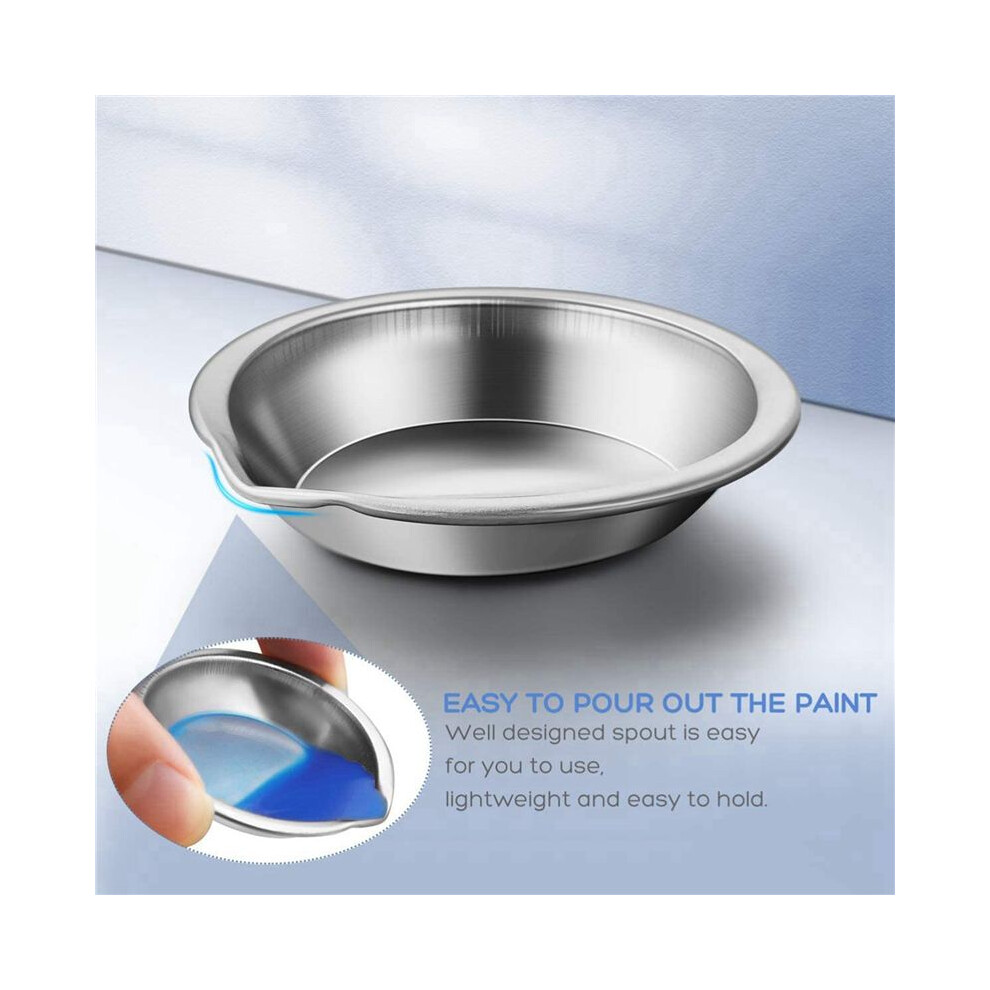 48Pcs Makeup Palette Stainless Steel Small Round Paint Tray Artist Watercolours Paint Mixing Palette Tray for Artist