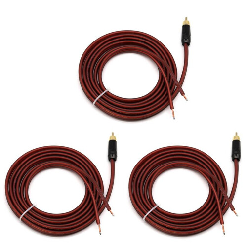 3X RCA Speaker Cable Bare Wire Speaker Wire to RCA Plug, Replace RCA Plug Connector Adapter to Bare Wire Open Audio