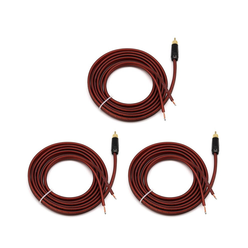 3X Rca Speaker Cable Bare Wire Speaker Wire To Rca Plug, Replace Rca Plug Connector Adapter To Bare Wire Open Audio 4711022293412