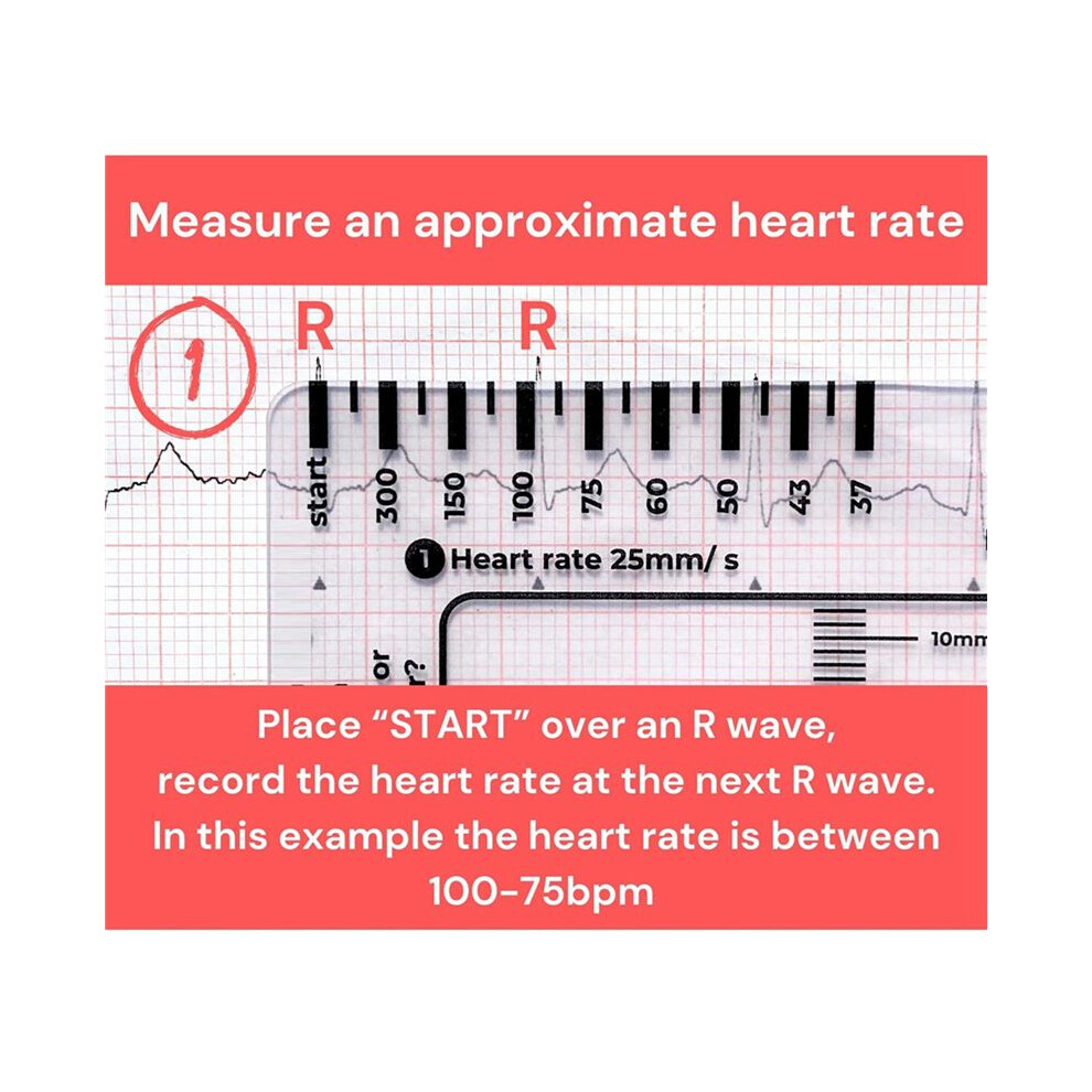 4X ECG 7 Step Ruler, ECG 7 Step Ruler for ECG/EKG Interpretation, Rapid and Quick Cardiac Analysis and Measurement Tool