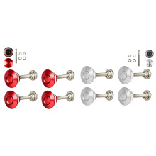 2 Set Quick Release Push Hood Button Car Pin Bonnet Lock Bumper Clip Latches Silver & Red