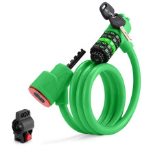 Candado para Bicicleta con Luz, Contraseña de Seguridad de 5 Dígitos, Cadena de Cable de Acero, Antirrobo para Bicicleta de Carretera, Color Verde.