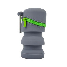 Boîte à Mouches Pliable en Silicone avec Fermeture Éclair, Poubelle Multifonctionnelle Portable avec Hameçon, Accessoires de Pêche, Gris