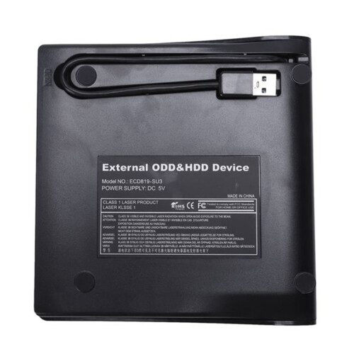 2X USB 3.0 Mobile External Case for 12.7mm  CD DVD BD-ROM BD-RE Drive BK Useful