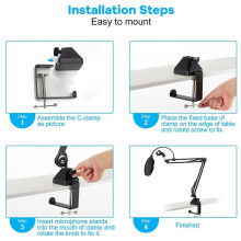 2X Heavy-Duty Table Mount Clamp, C Mounting Clamp Holder with Headset Hook Hanger