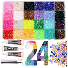 24.000 Peças de Strass de Resina Gelatinosa em 24 Cores, 3 mm, Multicoloridas, com Base Plana, para Unhas, Artesanato, Livros de Arte e Maquiagem.
