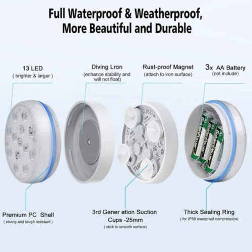 RYTTGOP — Υποβρύχιο φως LED συμβατό με Lay-Z-Spa, 7 χρώματα 1