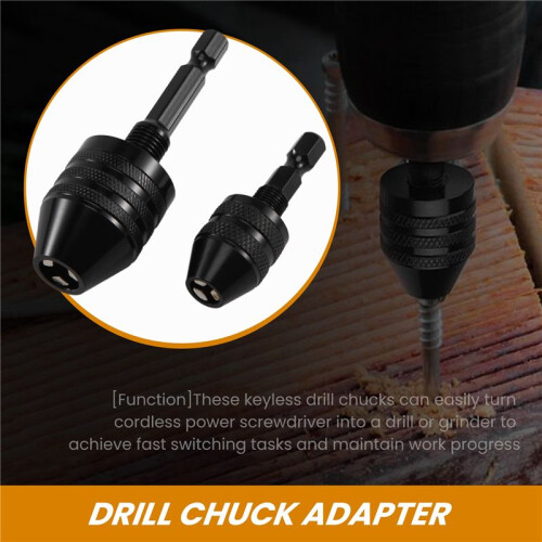2Pcs Hex Shank Keyless Drill Chuck, Screwdriver Converter Drill Adapter Quick Change Drill Bits Tool(0.6-8mm, 0.3-3.6mm) 2