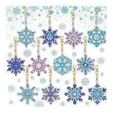 12ST DIY DiamantmåLning SnöFlinga Nyckelring BokmäRkesmaterial Kit Diamantmosaik Hantverkssatser Handgjorda HäNgsmycke, A
