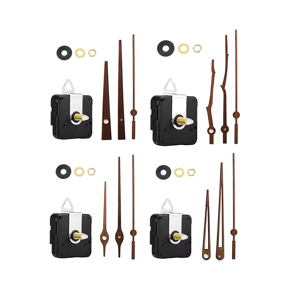 4Pcs Quartz Clock Movement Mechanism Repair Kits With 4 Types Of Walnut Wood Clock Hands Clock Movement Accessories 4711580885234