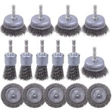Lot de 15 Brosses en Fil D'Acier au Carbone, Brosses Gobelets, Brosses Stylos pour Enlever la Rouille, la Corrosion et Frotter les Surfaces