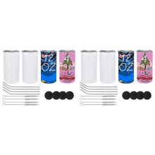 Paquet de 8 Gobelets Sublimés de 12 Oz, Bouteilles D'Eau Isolées en Acier Inoxydable avec Couvercles et Pailles pour le Bricolage