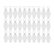 Paquet de 30 Porte-CléS Motel Vierges Porte-CléS Motel Vintage Porte-CléS Vierge par Sublimation pour Vinyle Bricolage Artisanat Porte-CléS Blanc