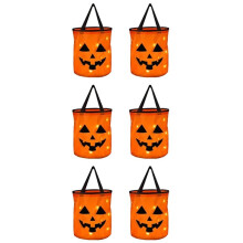 Seau Lumineux à LED pour Halloween, Sacs à Bonbons Citrouille, Panier D'Halloween pour Thanksgiving, Cadeau de 5 Pièces