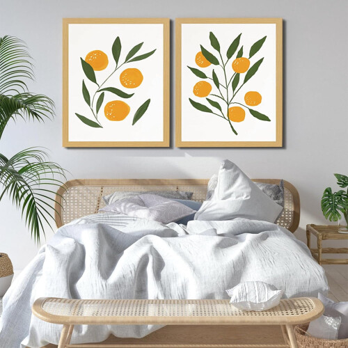Affiche abstraite aquarelle citron orange 30 x 40 cm 2