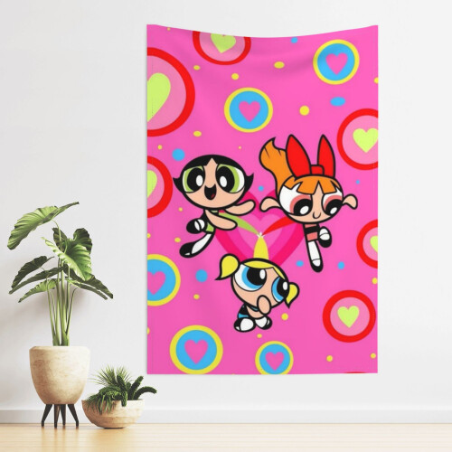 Ταπισερί τοίχου Powerpuff Girls Διακόσμηση υπνοδωματίου από πολυεστέρα 2