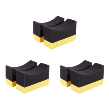 6X Contoured Auto Wheels Brush Sponge Tools Applicator Special pour Tire Hub Cleaning Dressing Waxing Polishing Jaune + Noir