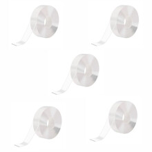 5 Pezzi 5M  Tape Nastro Biadesivo Super Resistente Nastri Impermeabili Riutilizzabili Trasparenti Resistenza al Calore 50 mm