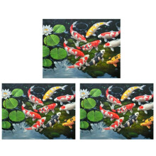 3X 5D DIY Art Diamant Peinture Ronde Plein Diamant Koi Point de Croix Kits Broderie Décors Une la Maison
