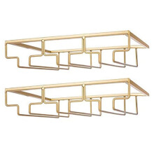 2X 3 Rangées de Porte-Verres à Vin Sous L'Armoire Porte-Verres à Vin Fer de Verre à Vin Verres de Suspension