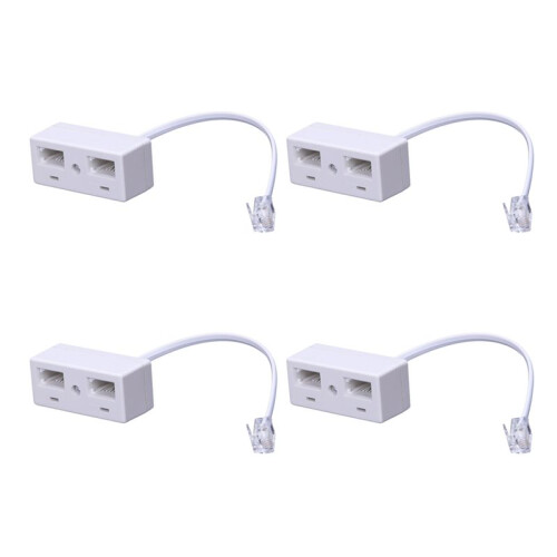 4X RJ11 Plug to Dual UK BT Telephone Socket Convertor