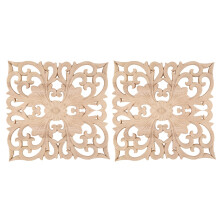 2X Fourniture de Décalques En Bois Applique de Style Européen Accessoires de Sculpture Sur Bois Réal et Au DéTail.Sculpture Sur Bois 20X20X2cm