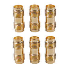 6X Gold RF Connector SMA Female to SMA Female for Two Way Radio SMA-F to SMA-F Antenna Adapter