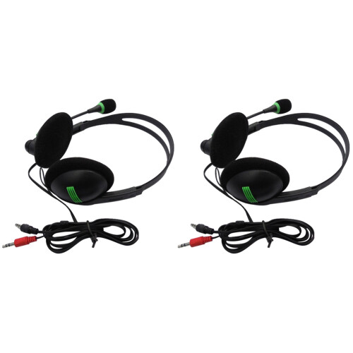 2pcs 3.5MM Audio Headset Computer Headsets with 270 Degree Boom Mic Suitable for Desktop Computers