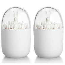 2X Cotton Swab Holder, Small Q-Tips Toothpicks Storage Organizer (Rabbit)