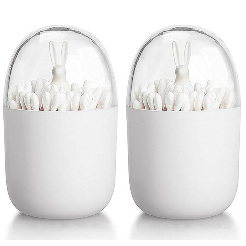 2X Cotton Swab Holder, Small Q-Tips Toothpicks Storage Organizer (Rabbit)