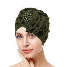 Flower Chemo Turban for Women Multicolored Head Wrap-Army Green