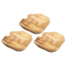 3X Wooden Fruit Salad Serving Bowl Hand-Carved Root Bowls Living Room Real Wood Candy Bowl 25-29cm