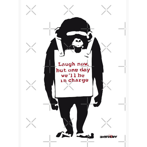 Εκτύπωση Τέχνης με Μαϊμού σε Στυλ Banksy - Αφίσα Γκράφιτι Laugh Now