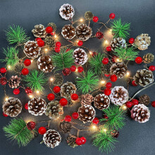 Pine Cone Garland with Warm Lights 7FT 20LED