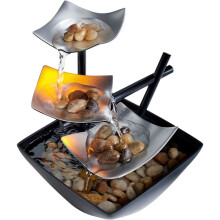 Fontana zen da tavolo con design a 3 livelli e luce LED