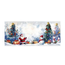 Banner de Natal com Papai Noel e Garagem na Neve - Decoração Natalina - 480x210cm