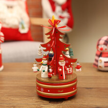 Spieluhr in Form eines Weihnachtsbaums aus Holz, Aufziehmechanismus, drehbar