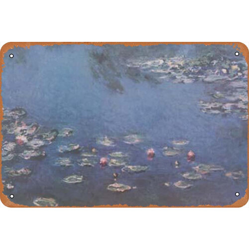 Targa da parete in alluminio con ninfee, 20x30 cm