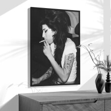 Amy Winehouse Poster – Schwarz-Weiß-Musikkunst, 200 g/m²