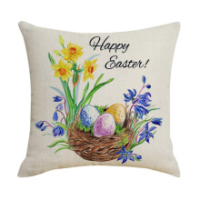 Linnen kussenhoes met paasrandmotief – 45 x 45 cm