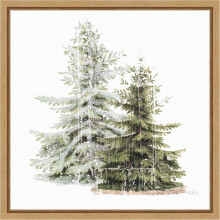 Vintage-Weihnachtsbaum-Leinwanddruck im Sylvie Greywash-Rahmen