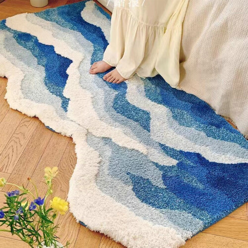 Vågformad fluffig matta, polyester, 47 x 81 cm