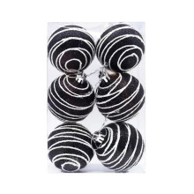 Farmhouse Christmas Ball Ornaments Black White 6 pcs