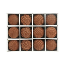Flocking Christmas Balls 6cm Brown 12-Pack