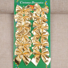 12pcs 6cm Christmas Bows Gold Silver Red