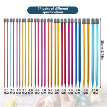 14PCS Stainless Steel Knitting Needles Set Pointed Needles Knitting Crochet Supplies for Beginners Handmade(2-10mm) 35cm