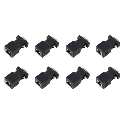8X Vga Extensor Macho A Lan Cat5 Cat6 Rj45 Adaptador de Cable de Red