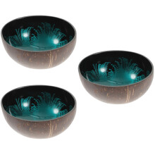 Conjunto de Tigelas Decorativas de Casca de Coco – 3 peças, 15cm, para Armazenamento