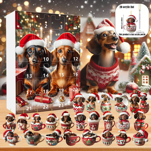 Teckel adventskalender 24 dagen kerstdecoratie